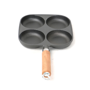 Poêle à frire antiadhésive Quleno à 4 trous pour galettes d'œufs, moule à peau de ravioli en fonte verte épaisse, ustensile de cuisson en fer plat - Product Image 6