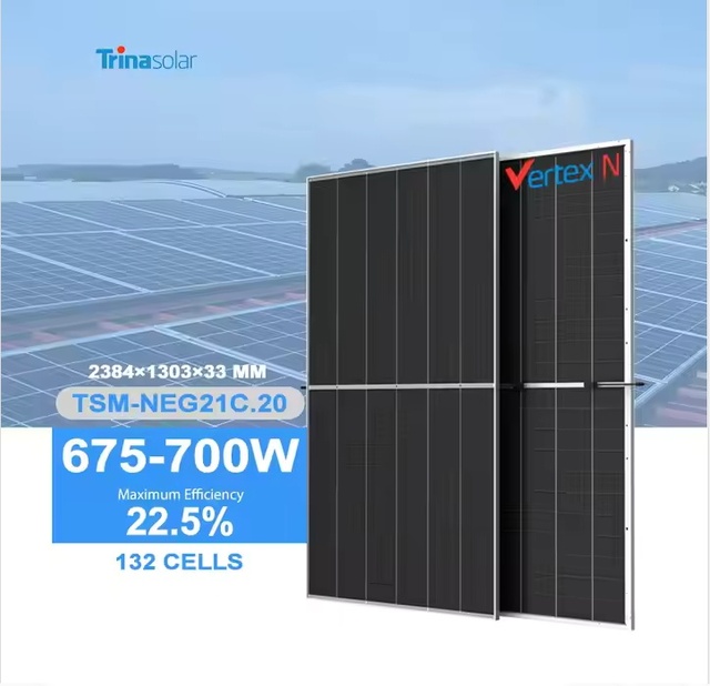 Trina Vertex TSM-NEG21C.20 Bifacial Solar Panel 695W Mono N Type PV Module 700W 690W 680W 685W 670W 675W Solar Panel