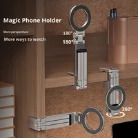 Support de tablette et téléphone rotatif à 360 degrés pour voyage, pliable, avec clip magnétique, fixation pour lit, avion, train, compatible avec les rails