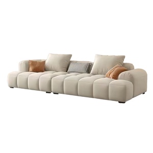 Yisi tessuto divano <span class=keywords><strong>soggiorno</strong></span> moderno semplice nuovo grande e piccola famiglia crema francese vento Marshmallow fila diritta Puff divano - Product Image 4