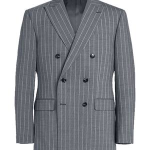 Traje de hombre a medida transfronterizo gris a rayas, corte ajustado, doble botonadura, con cuentas, para banquetes, negocios, formal, de <span class=keywords><strong>caballero</strong></span> - Product Image 5