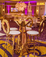 Vente en gros Highboy Tables de cocktail 4 places en acier inoxydable argenté Location de fête pour la maison Bar Cave à vin ou salle de sport