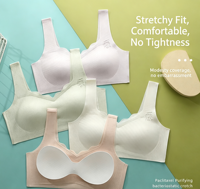 Soutien-gorge d'entraînement sans fil pour adolescentes, doux, côtelé, sans couture, anti-transpiration, à larges bretelles, avec broderie d'ours, confortable
