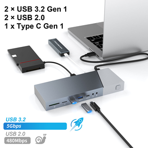 New đa cổng 16 trong 1 USB 3.0 HUB Splitter Triple HDTV Màn hình 4K/30Hz loại C ALT chế độ Docking Station - Product Image 5