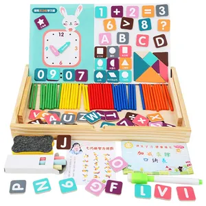 Montessori factory direct multifunction learning toy 26 alphabet blocks wooden magnetic board toy