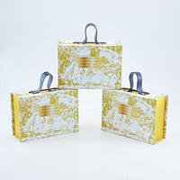 Boîte cadeau pliante en papier faite à la main, personnalisée, pour mariage arabe, islamique, musulman, avec poignée en cuir et fermeture magnétique, pour vêtements et chaussures