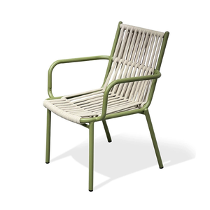 Chaise de jardin moderne en aluminium vert avec corde à séchage rapide et durable pour les repas en plein air, les parcs, les cours et les fermes. - Product Image 1