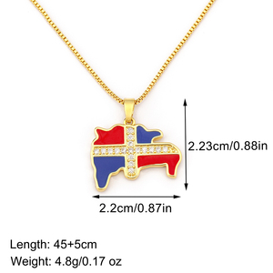 Collar con Colgante de Mapa del Continente Africano y Bandera Dominicana QIKU, en Oferta, para Hombre y Mujer, con Circonita y Cobre, Joyería de Moda, Regalos - Product Image 5