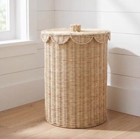 Panier de rangement en rotin avec couvercle festonné, panier en osier, panier de rangement pour enfants, conteneur de rangement décoratif