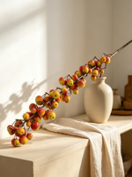Buah Apel Palsu Kecil 135cm, Oranye Merah, Buah Buatan Berkelompok, Dekorasi Vas Musim Gugur, Buatan Cina (Grosir)