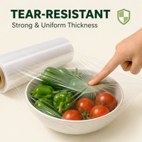 Rouleaux de film alimentaire transparent en PE auto-adhésif perforé XUANLEI, facile à déchirer, de qualité alimentaire, traité Corona pour l'emballage alimentaire domestique