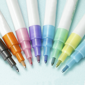 ปากกาเน้นข้อความแบบสองเส้น 8 สี พร้อมกลิตเตอร์เรืองแสง ปากกาเมจิกสีติดทนนาน ใช้น้ำเป็นส่วนผสม แห้งเร็ว หัวปากกาขนาด 1~2 มม. - Product Image 5