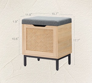 Natural Rattan Brown <strong>Storage</strong> <strong>Stool</strong> Multifunctional Dumbbell <strong>Storage</strong> <strong>Stool</strong> Sturdy Metal Legs Baul <strong>Stool</strong> <strong>Storage</strong> - Product Image 2