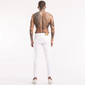 <span class=keywords><strong>Jeans</strong></span> <span class=keywords><strong>Slim</strong></span> Fit Bianchi per Uomo Gingtto, <span class=keywords><strong>Jeans</strong></span> in Cotone <span class=keywords><strong>Super</strong></span> Fly di Design, Pantaloni Denim Distressed per Uomo - Product Image 5