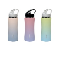 Gourde isotherme sous vide à double paroi en acier inoxydable, design fin, 16/25 OZ, logo personnalisé, revêtement caoutchouc, pour voyage et sport, maintien thermique 12-24h