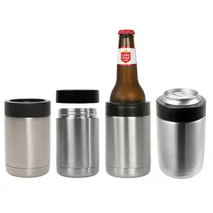 Latas de aço inoxidável para bebidas de parede dupla, refrigerador de garrafa de cerveja, refrigerador isolado a vácuo para manter as bebidas frescas