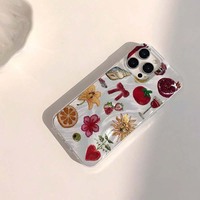 Fruit Flower Shell Sun Print Silver Silk Pattern PC Funda para teléfono móvil para Iphone 8 X Xr Xs Max 11 12 13 14 15 16 17 Air