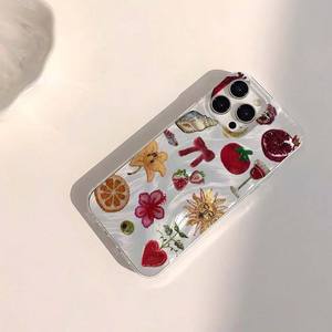 Fruit fleur coquille soleil impression argent soie <span class=keywords><strong>motif</strong></span> PC housse de téléphone portable pour <span class=keywords><strong>Iphone</strong></span> 8 X Xr Xs Max <span class=keywords><strong>11</strong></span> 12 13 14 15 16 17 Air - Product Image 3