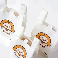 30 pièces/rouleaux Sacs en plastique imprimés avec le logo Tang Jin, biodégradables, surface souriante, sacs pour t-shirts et sacs d'emballage