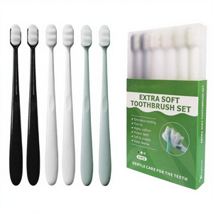 Nano Adult <b>Toothbrush</b> Set Silicone Brush <b>Head</b> Extra Soft Bristles Plastic Handle Ergonomic Design Regular Size Model SB4123 Home - Product Image 6