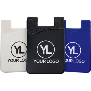 Porte-cartes en silicone avec logo personnalisé, adhésif au dos, pour cadeau promotionnel et branding - Product Image 3