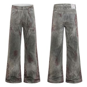 Vaqueros Anchos de Mezclilla de Tiro Medio con Micro-Bolsillos, Pintados a Mano, Ecológicos, Estilo Vintage, Rasgados, para <span class=keywords><strong>Hombre</strong></span> y Mujer, de Estilo Urbano Americano - Product Image 1