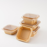 Boîte à lunch jetable carrée multi-usages en kraft mat imperméable, emballage de vente en gros pour plats à emporter, idéale pour les aliments frits et les collations