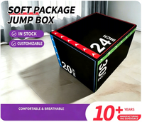 Boîte de saut à pédales en PVC souple 3-en-1 pour entraînement à domicile, amélioration de l'agilité, noyau en éponge robuste, noir