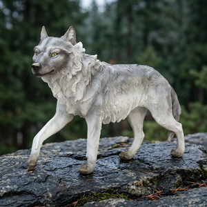Estatua de Lobo de Resina Realista, Figura Abstracta de Animal Religioso para Decoración de Jardín y Exteriores, Pintada a Mano, Regalo Festivo - Product Image 3