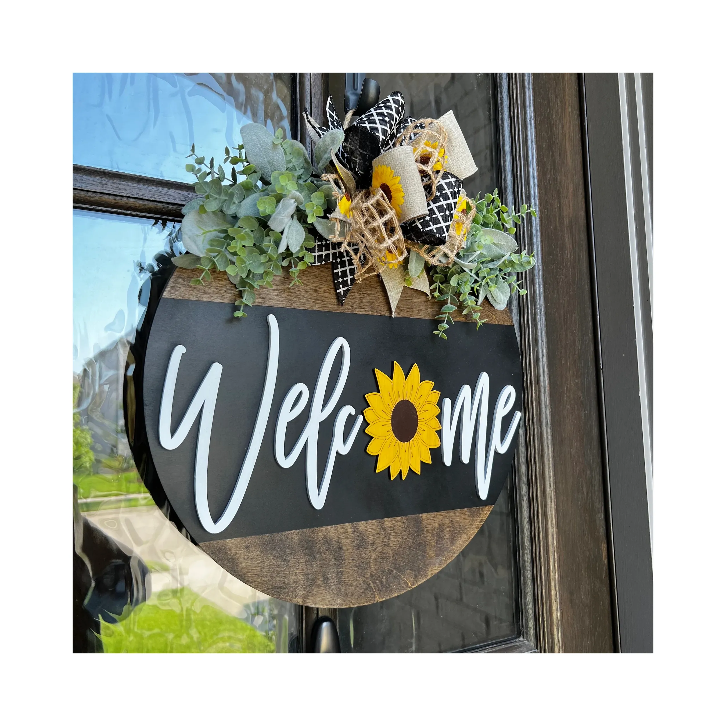 Hot Sales Outdoor Welcome Sign Welcome Sign Front Door Sunflower Decor Welcome Sunflower Door Hanger