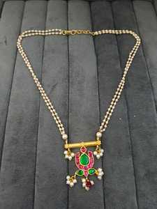 Collier Moissanite Kundan combinaison costume couleur assortie collier de mariage avec boucles d'oreilles - Product Image 5