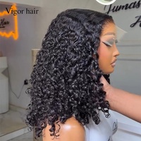 Perruques bouclées en cheveux vierges super double drawn, densité 250%, avec dentelle frontale HD transparente 5x5 de 18 pouces