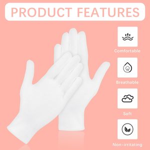 Guantes Blancos de Algodón para Mujer, Guantes Hidratantes para Manos Secas, Guantes para el Cuidado de la Piel Durante la Noche; Aptos para Manipular Joyas y Monedas - Product Image 1