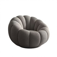 Fauteuil en velours contemporain en forme de citrouille, canapé une place pour salon