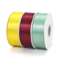 Vente en gros rouleau de ruban de satin polyester de luxe simple face 2.5 cm 3.8cm 100 mètres de tissu tissé pour roses motif solide 1 pouce