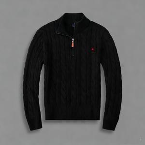 Pulls en tricot à fermeture éclair sur le côté, broderie de petit cheval sur la poitrine gauche avec étiquettes réelles R L, manches longues, <span class=keywords><strong>pull</strong></span> pour homme - Product Image 2