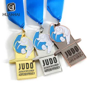 Benutzer definierte Gold Silber Bronze 3D geprägt Logo Emaille russische Judo Medaille Metall