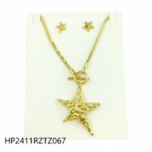 Set di gioielli con motivo floreale da donna romantica placcato in oro 18K per feste e regali con perle - Product Image 1