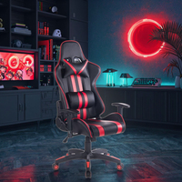 Chaise de bureau ergonomique pivotante de jeu de course moderne et traditionnelle en cuir PU de qualité supérieure avec hauteur réglable et vérin à gaz à 3 positions