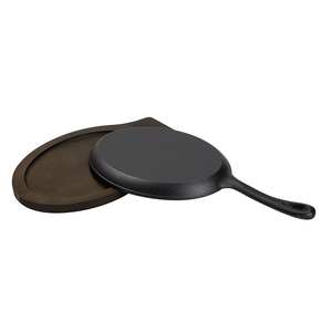 2025 Usine Offre Spéciale Fonte Fajita Pan Sizzling Plate avec Base en Bois Style Design Vintage pour la Friture au Gaz - Product Image 6
