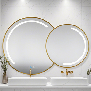 Fullkenlight chống sương mù vàng khung Gương phòng tắm Ý tưởng thiết kế có thể điều chỉnh <span class=keywords><strong>Led</strong></span> Gương phòng tắm - Product Image 1