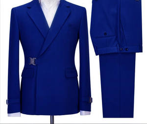 ชุดสูทผู้ชายสีน้ำเงินเข้มและเขียว แจ็คเก็ตและกางเกง <span class=keywords><strong>2</strong></span> ชิ้น แบบใหม่ พร้อมหัวเข็มขัดแบบปลดเร็ว ดีไซน์หรูหรา เหมาะสำหรับงานแต่งงานและงานกลางคืน - Product Image 2