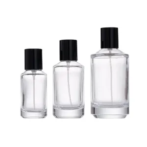 Beste Prijs Cilindrische Custom Logo Navulbare Lege Glazen Parfumflesjes Met Zwarte Dop