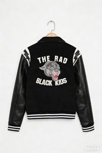 Chaqueta Varsity RAD BLACK KIDS Reversible, Cortavientos, con Patrón Geométrico de Puntos en Relieve, para Ropa Urbana, Uso al Aire Libre y Casual - Product Image 4