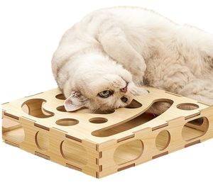 Pet Cat Puzzle en bois jouet poreux <span class=keywords><strong>Cube</strong></span> piste balle <span class=keywords><strong>chat</strong></span> jouet stimule l'instinct de chasse auto-plaisir <span class=keywords><strong>chat</strong></span> <span class=keywords><strong>arbre</strong></span> grattoir - Product Image 6