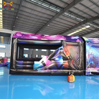 Château gonflable géant en PVC pour enfants et adultes avec toboggan combiné, parcours d'obstacles gonflable disco, jeu de course amusant commercial