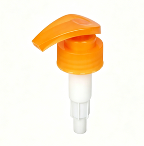 Bomba dosificadora de plástico naranja de 33/410 y 4cc con cabezal curvo para crema corporal, gel de ducha, botella PET vacía, repuesto de bomba dispensadora. - Product Image 1