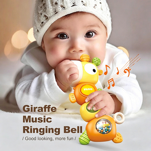Jouet musical interactif girafe pour bébés, hochet <span class=keywords><strong>de</strong></span> dentition avec textures douces, jouet sensoriel lumineux pour le développement - Product Image 5