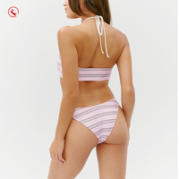 Nouveau Maillot de Bain Sexy Personnalisé à Imprimé Floral, Mini Micro Bikini Triangle Halter Échancré pour Femme, Tenue de Plage String