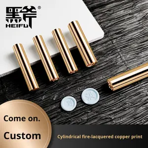 Mini sceau <span class=keywords><strong>de</strong></span> cire en laiton cylindrique timbre Logo personnalisé Image tampon encreur nom timbre livraison gratuite pour un matériau en verre monobloc - Product Image 2